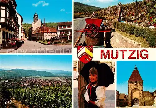 AK / Ansichtskarte Mutzig_Bas_Rhin_Alsace Stadttor Tracht Weinernte Mutzig_Bas_Rhin_Alsace