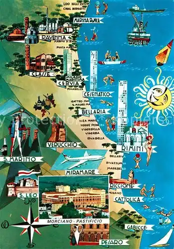 AK / Ansichtskarte Riviera_Adriatica Panoramakarte Riviera Adriatica