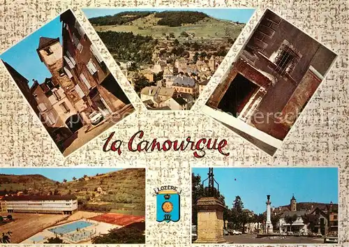 AK / Ansichtskarte La_Canourgue Vieilles rues vue generale Place au ble Ensemble CEG Piscine Tennis Le Pre commun La_Canourgue