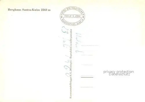 AK / Ansichtskarte Susten_Kulm_BE Berghaus Gaststaette Kamin Susten_Kulm_BE