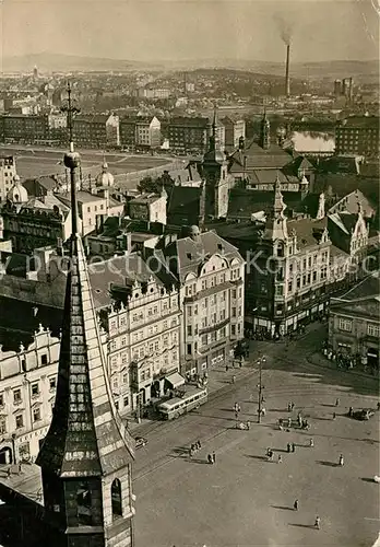 AK / Ansichtskarte Plzen_Pilsen Namesti Republiky z veze Bartolomejskeho kostela Platz der Republik Plzen Pilsen