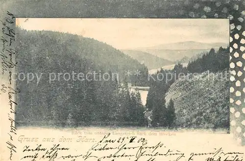 AK / Ansichtskarte Harz_Region Blick vom Langeteich zum Brocken Harz Region