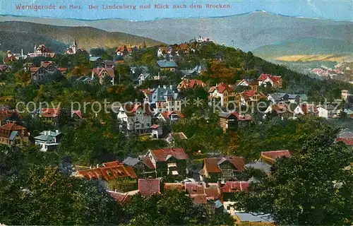 AK / Ansichtskarte Wernigerode_Harz mit Lindenberg und Brockenblick Wernigerode Harz