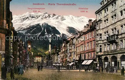 AK / Ansichtskarte Innsbruck Maria Theresienstrasse Seegrubenspitzen Hafelekar Innsbruck