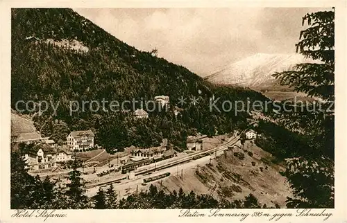 AK / Ansichtskarte Semmering_Niederoesterreich Hotel Stefanie mit Schneeberg Semmering