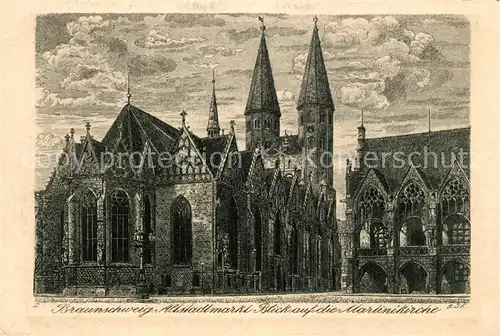 AK / Ansichtskarte Braunschweig Altstadtmarkt mit Martinikirche Braunschweig