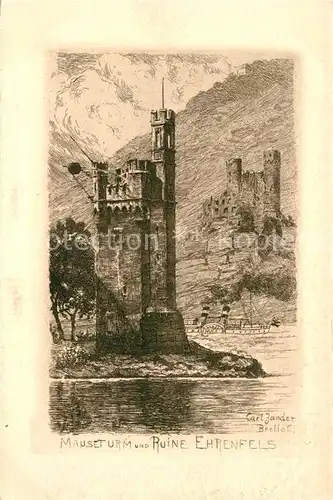 AK / Ansichtskarte Bingen_Rhein Maeuseturm und Ruine Ehrenfels Bingen Rhein