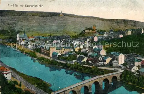 AK / Ansichtskarte Bingen_Rhein mit Drususbruecke Bingen Rhein