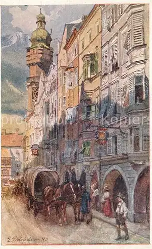 AK / Ansichtskarte Innsbruck Herzog Friedrichstrasse Kuenstlerkarte Innsbruck