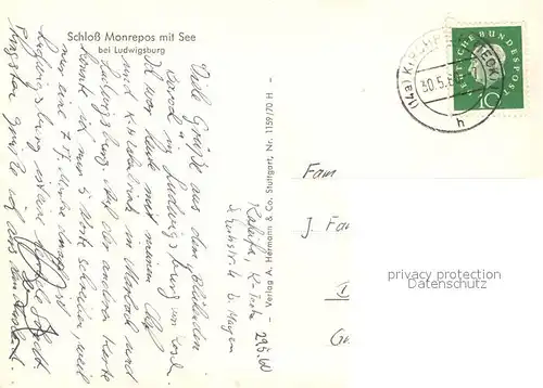 AK / Ansichtskarte Ludwigsburg_Wuerttemberg Schloss Monrepos mit See Ludwigsburg Wuerttemberg