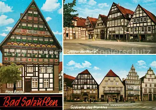 AK / Ansichtskarte Bad_Salzuflen Fachwerk Haus Backs Hinter der Wieke Marktplatz Bad_Salzuflen