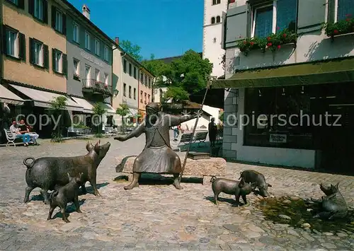 AK / Ansichtskarte Wangen_Allgaeu Schweinezuechter Skulturen Wangen Allgaeu