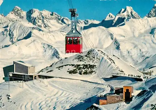 AK / Ansichtskarte Davos_GR Parsenn Weissfluhgipfel Bahn mit Silvretta und Piz Linard Davos_GR