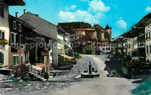 AK / Ansichtskarte Gruyeres_FR Brunnenplatz Gruyeres FR