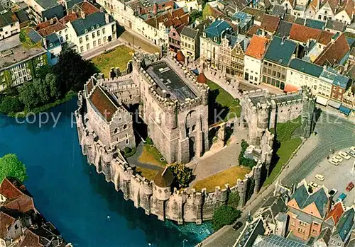 AK / Ansichtskarte Gent_Gand_Flandre Fliegeraufnahme Gravensteen Chateau des Comtes Gent_Gand_Flandre
