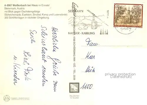 AK / Ansichtskarte Weissenbach_Enns Dachsteingebirge Scheichenspitz Eselstein Winter Weissenbach Enns