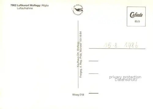 AK / Ansichtskarte Wolfegg Fliegeraufnahme Wolfegg