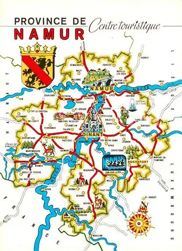 AK / Ansichtskarte Namur_sur_Meuse Touristikkarte Namur_sur_Meuse