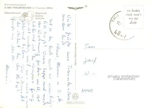 AK / Ansichtskarte Traunkirchen Fliegeraufnahme Traunkirchen