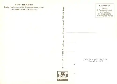 AK / Ansichtskarte Dornach_SO Fliegeraufnahme Goetheanum Dornach_SO
