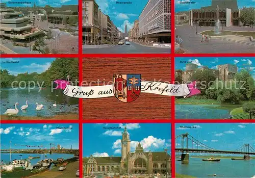 AK / Ansichtskarte Krefeld Seidenweberhaus Stadttheater Rheinstrasse Stadtwald Rheinbruecke Krefeld