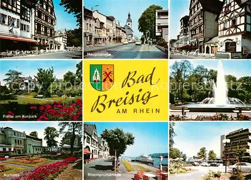 AK / Ansichtskarte Bad_Breisig Rheinpromenade Hauptstrasse Brunnen Kurpark Kurhaus  Bad_Breisig