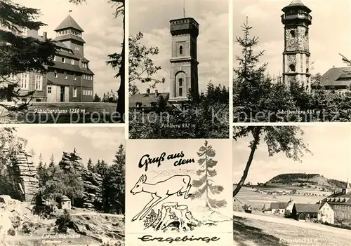 AK / Ansichtskarte Erzgebirge_Region Fichtelberghaus Poehlberg Scheibenberg Baerenstein Erzgebirge Region