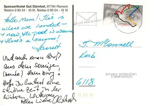 AK / Ansichtskarte Rieneck Spessarthotel Gut Duernhof Rieneck