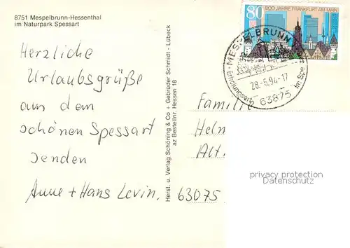 AK / Ansichtskarte Hessenthal_Spessart Wallfahrtskirche Wasserschloss Mespelbrunn Gasthaus Egerland Hessenthal Spessart