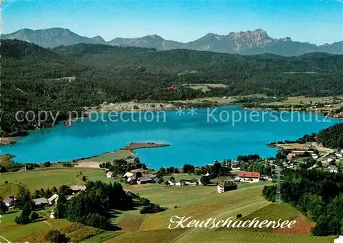 AK / Ansichtskarte Keutschach_See Keutschachersee mit Karawanken Fliegeraufnahme Keutschach See