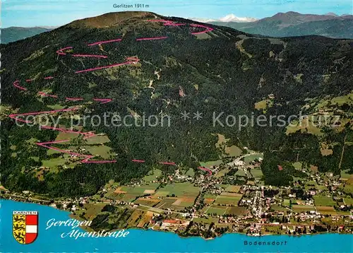 AK / Ansichtskarte Bodensdorf_Ossiacher_See mit Gerlitzen Alpenstrasse Fliegeraufnahme Bodensdorf_Ossiacher_See