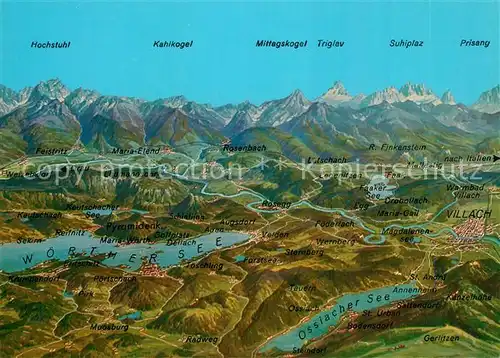 AK / Ansichtskarte Ossiachersee Kaerntner Seengebiet mit Karawanken aus der Vogelperspektive Ossiachersee