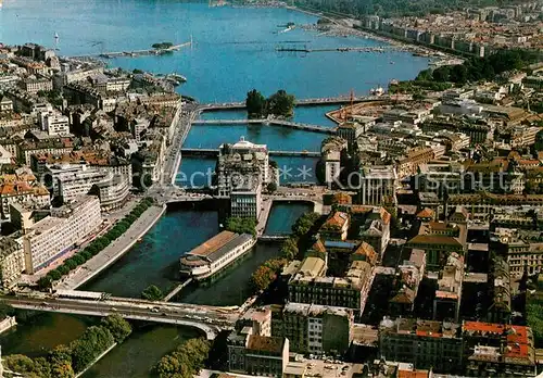 AK / Ansichtskarte Geneve_GE Les ponts Lac Leman Genfer See Fliegeraufnahme Geneve_GE