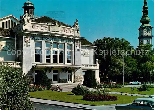 AK / Ansichtskarte Klagenfurt_Woerthersee Stadttheater mit Stadtpfarrturm Klagenfurt_Woerthersee