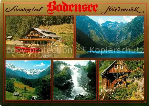 AK / Ansichtskarte Aich_Assach_Steiermark Gaststaette Restaurant Forellenhof Landschaftspanorama Dachstein Tauernregion Wasserfall Wasserrad Aich_Assach_Steiermark
