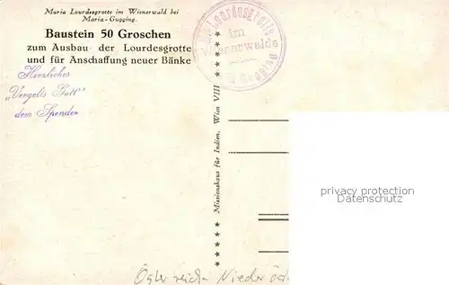AK / Ansichtskarte Gugging Maria Lourdesgrotte im Wienerwald Gugging