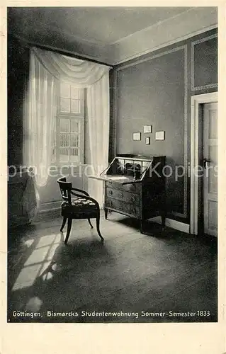 AK / Ansichtskarte Goettingen_Niedersachsen Bismarcks Studentenwohnung 1833 Goettingen Niedersachsen