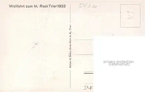 AK / Ansichtskarte Trier Der hl Rock im Dom zu Trier 1933 Trier