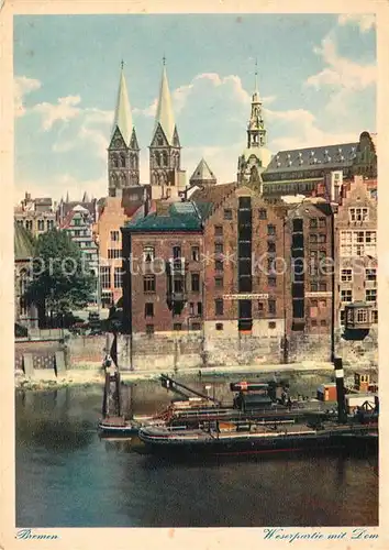 AK / Ansichtskarte Bremen Weserpartie mit Dom Bremen