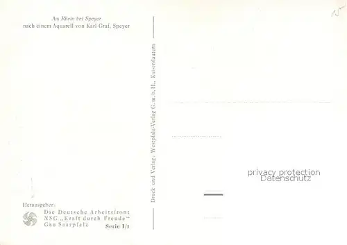 AK / Ansichtskarte Speyer_Rhein Partie am Rhein Aquarell Speyer Rhein