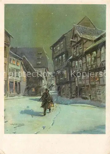 AK / Ansichtskarte Halberstadt Winternacht an der Woort Kuenstlerkarte Halberstadt