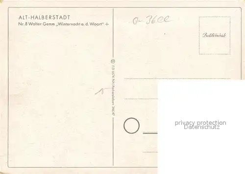 AK / Ansichtskarte Halberstadt Winternacht an der Woort Kuenstlerkarte Halberstadt