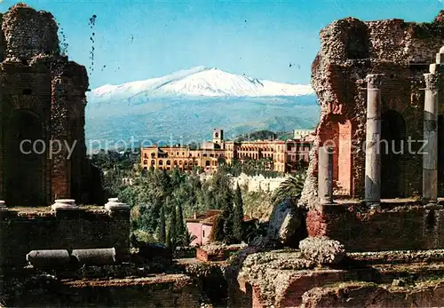 AK / Ansichtskarte Taormina_Sizilien Freilichttheater mit Etna Taormina Sizilien