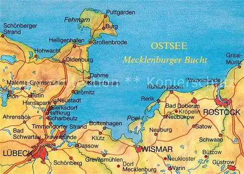 AK / Ansichtskarte Puttgarden Landkarte Ostsee Mecklenburger Bucht Puttgarden