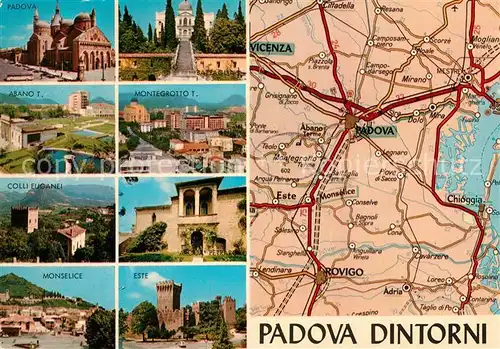 AK / Ansichtskarte Dintorni Padova Montegretto Abano Monselice Este Autokarte Dintorni