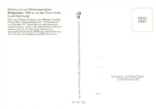 AK / Ansichtskarte Badgastein Warmfreibad Felsenthermalbad Badgastein