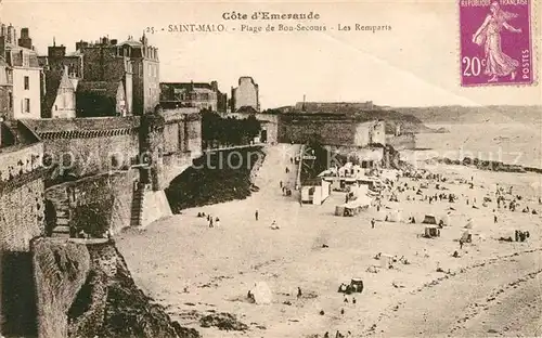 AK / Ansichtskarte Saint Malo_Ille et Vilaine_Bretagne Plage de Bon Secours Les Remparts Saint Malo_Ille et Vilaine