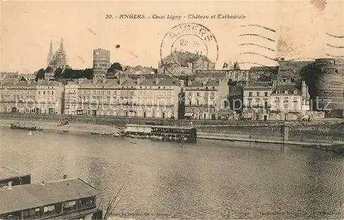 AK / Ansichtskarte Angers Quai Ligny Chateau et Cathedrale Angers