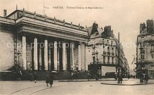 AK / Ansichtskarte Nantes_Loire_Atlantique Theatre Graslin et Rue Crebillon Nantes_Loire_Atlantique