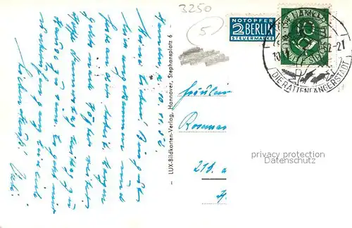 AK / Ansichtskarte Hameln_Weser Wehr und Muensterkirche an der Weserbruecke Hameln Weser